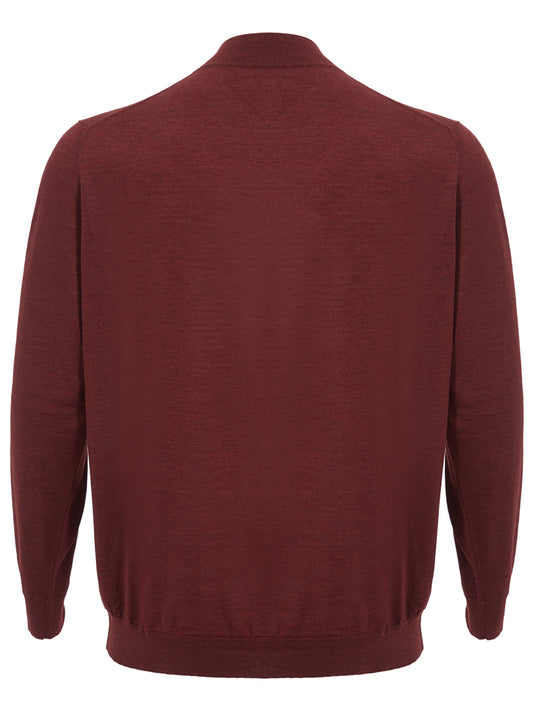 Colombo Bordeaux Mock Neck Cashmere Silk Blend Sweater