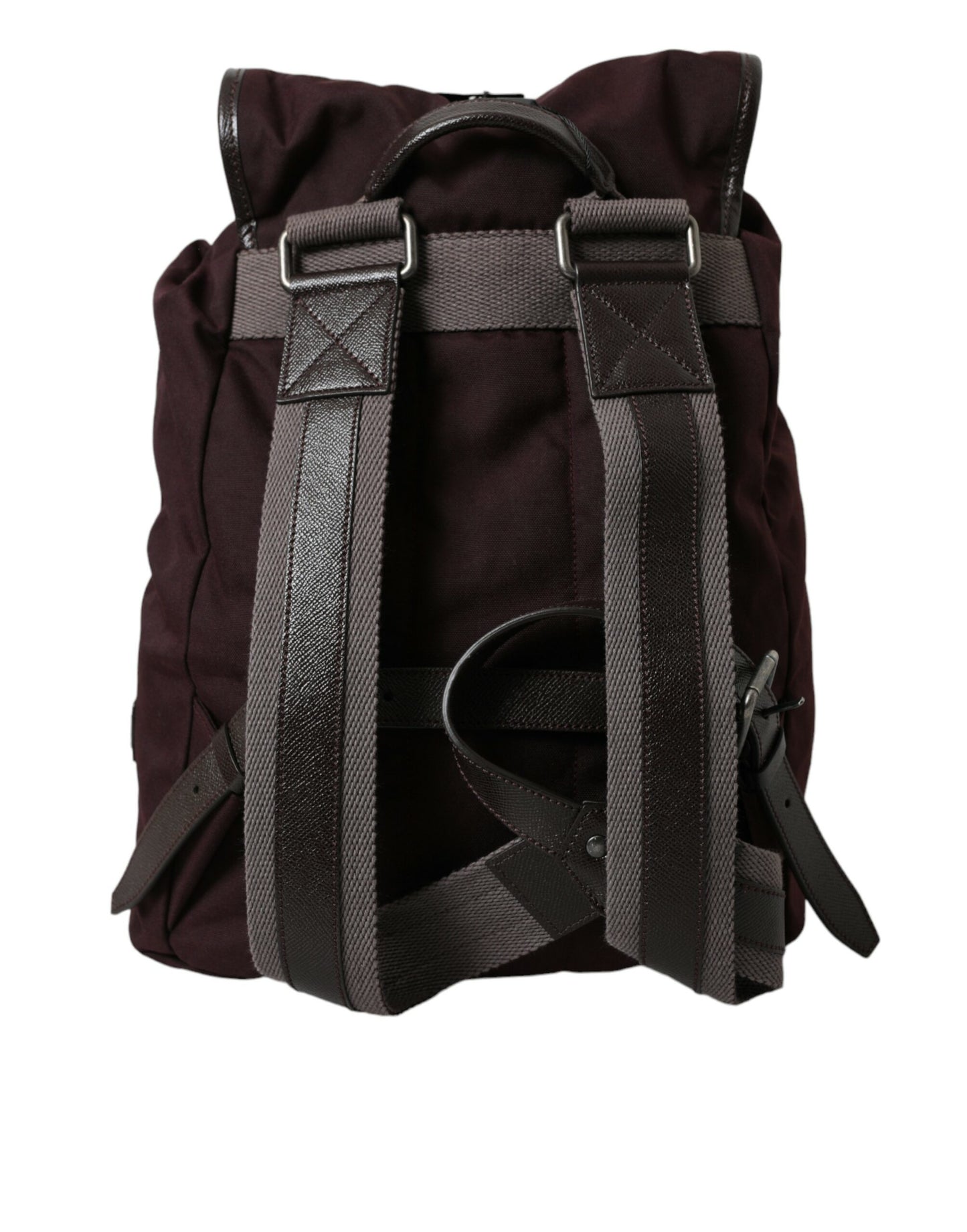 Dolce & Gabbana Maroon Brown Nylon Leather Rucksack Backpack Bag