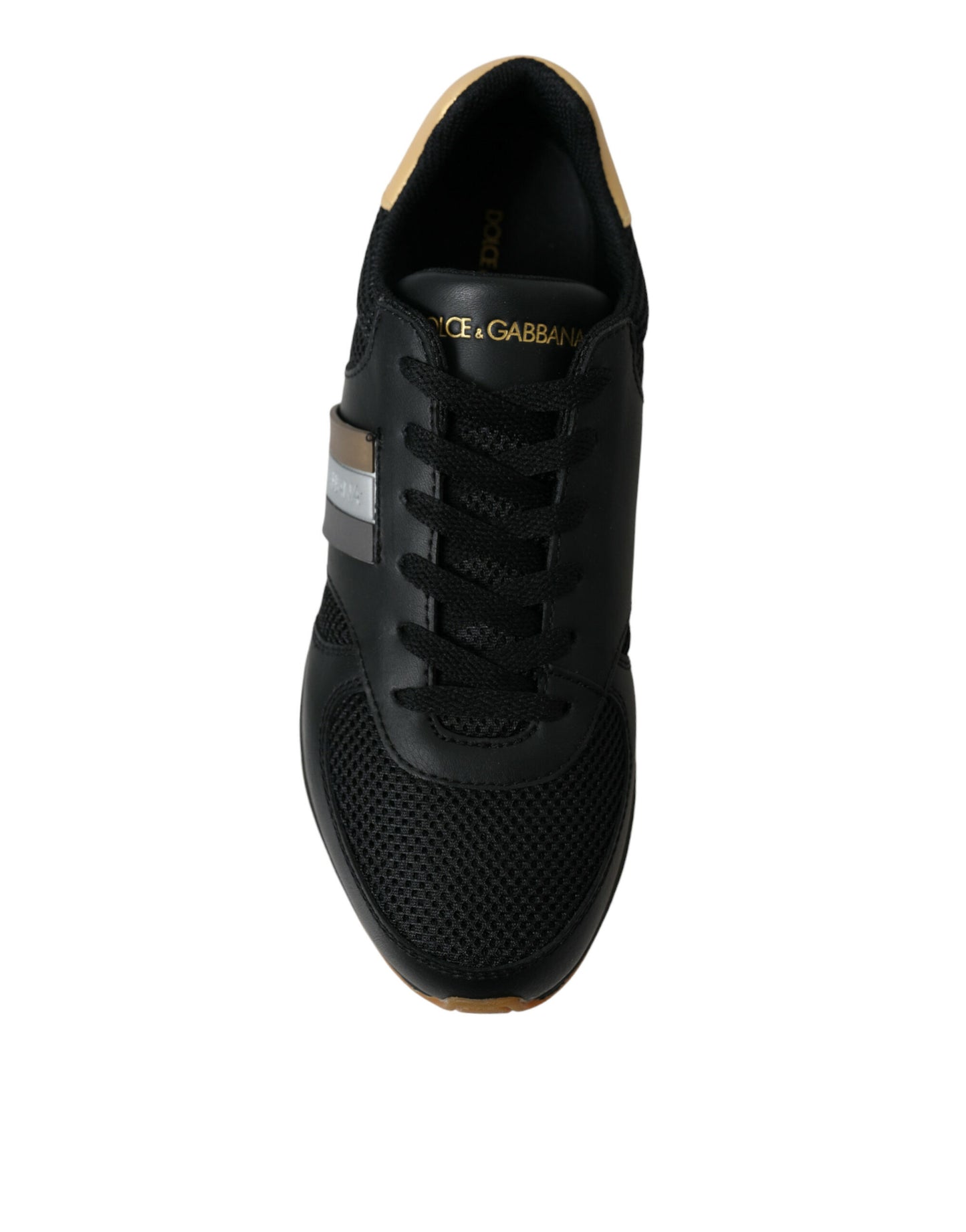 Dolce & Gabbana Black Leather Low Top Sneakers Shoes