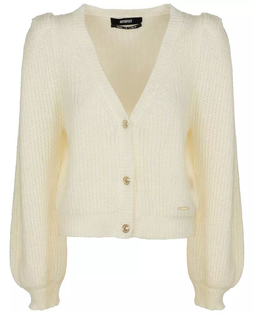 Imperfect Elegant V-Neck Cardigan with Golden Accents