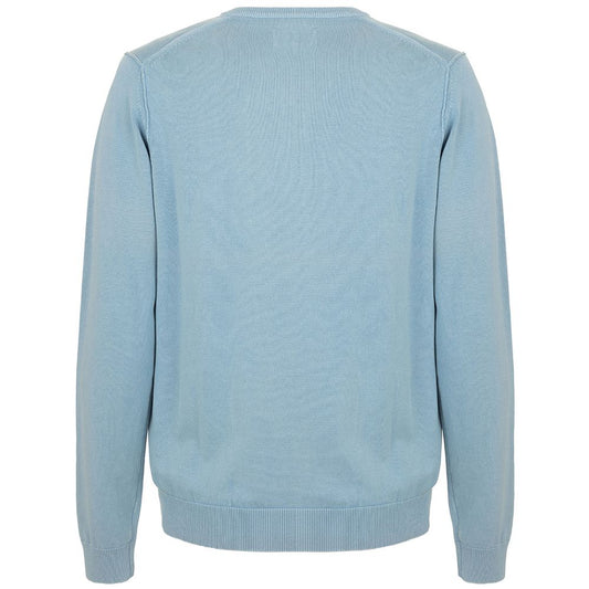 Fred Mello Chic Light Blue Cotton Crew Neck Sweater