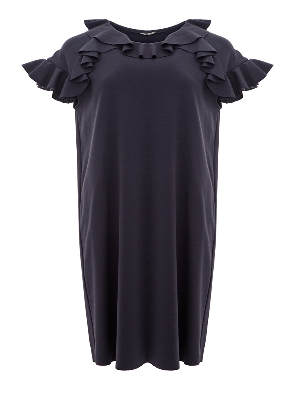 Lardini Elegant Blue Pencil Skirt with Ruffle Detail
