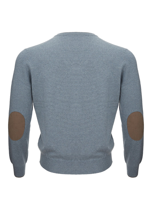 Gran Sasso Elegant Grey Cashmere V-Neck Sweater