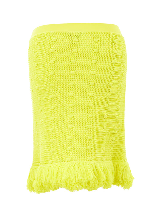 Bottega Veneta Radiant Yellow Fringed Pencil Skirt