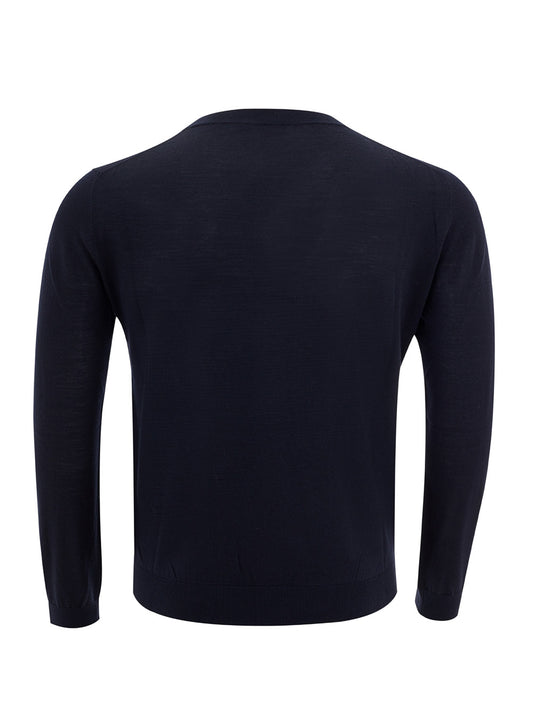Valentino Elegant Blue Woolen Round Neck Jumper