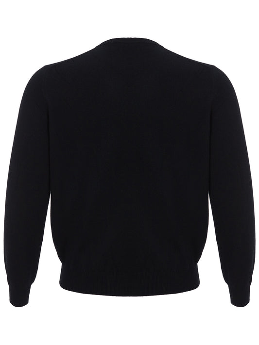 Colombo Elegant Black Round Neck Cashmere Sweater