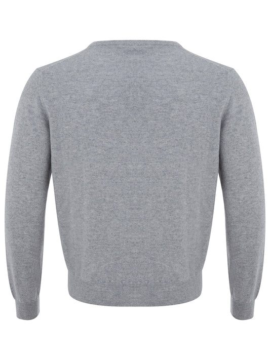Colombo Elegant Grey Cashmere V-Neck Sweater