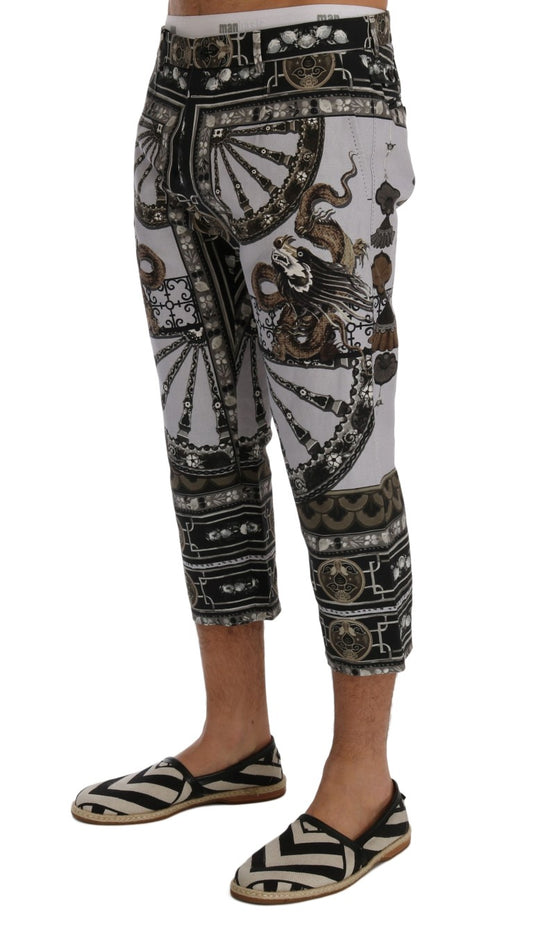Dolce & Gabbana Multicolor Dragon Print Capri Pants
