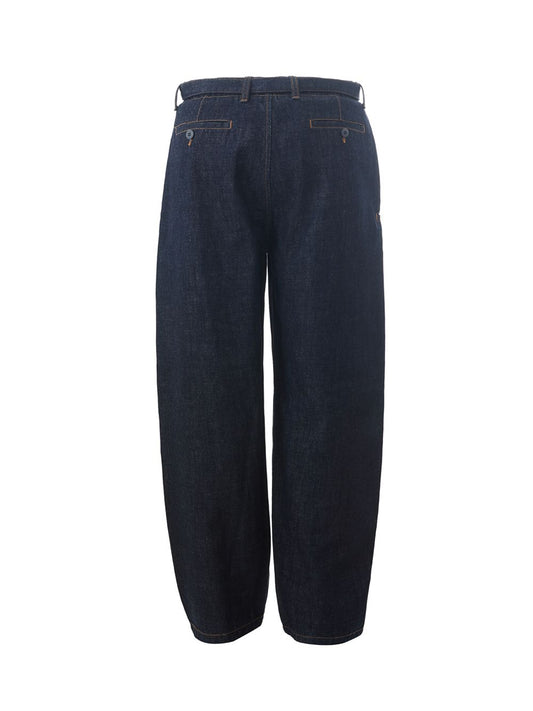 Emporio Armani Elegant Blue Denim Relaxed Fit Trousers