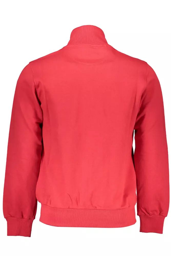 La Martina Chic Pink Cotton Zip Sweatshirt with Embroidery