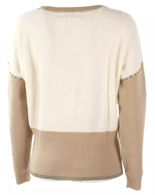 Yes Zee Elegant Crew-Neck Sweater with Metallic Accents
