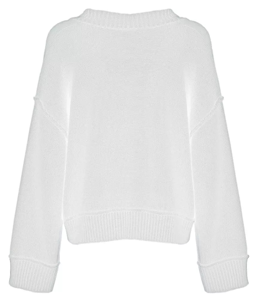Imperfect Chic Beige V-Neck Wool Blend Sweater