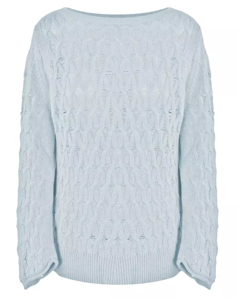 Malo Chic Boat Neck Wool-Cashmere Sweater in Rhombus