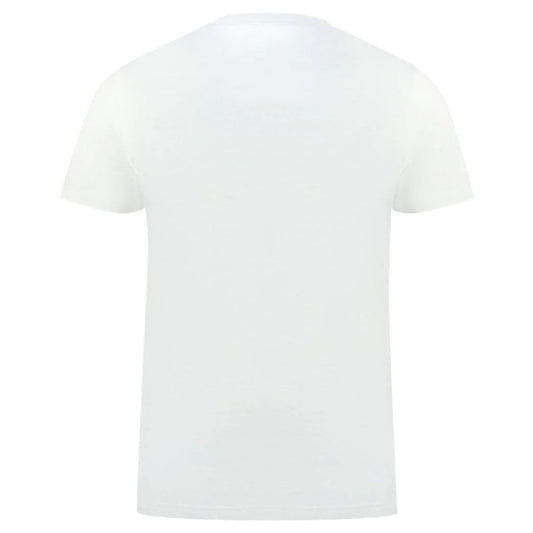 Aquascutum Classic White Cotton Logo Tee with Flag Detail