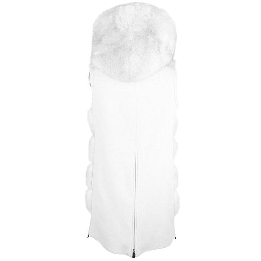 Made in Italy Elegant Sleeveless Wool Coat with Fox Fur Detail