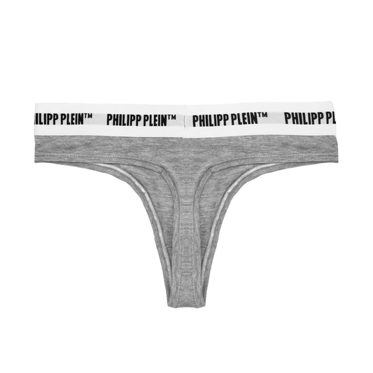 Philipp Plein Chic Gray Logo Waistband Thong Set
