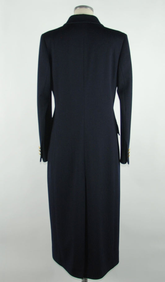 Made in Italy Elegant Blue Wool Coat For Women
