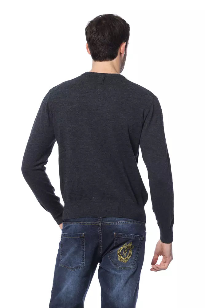 Billionaire Italian Couture Embroidered Merino Wool Crew Neck Sweater