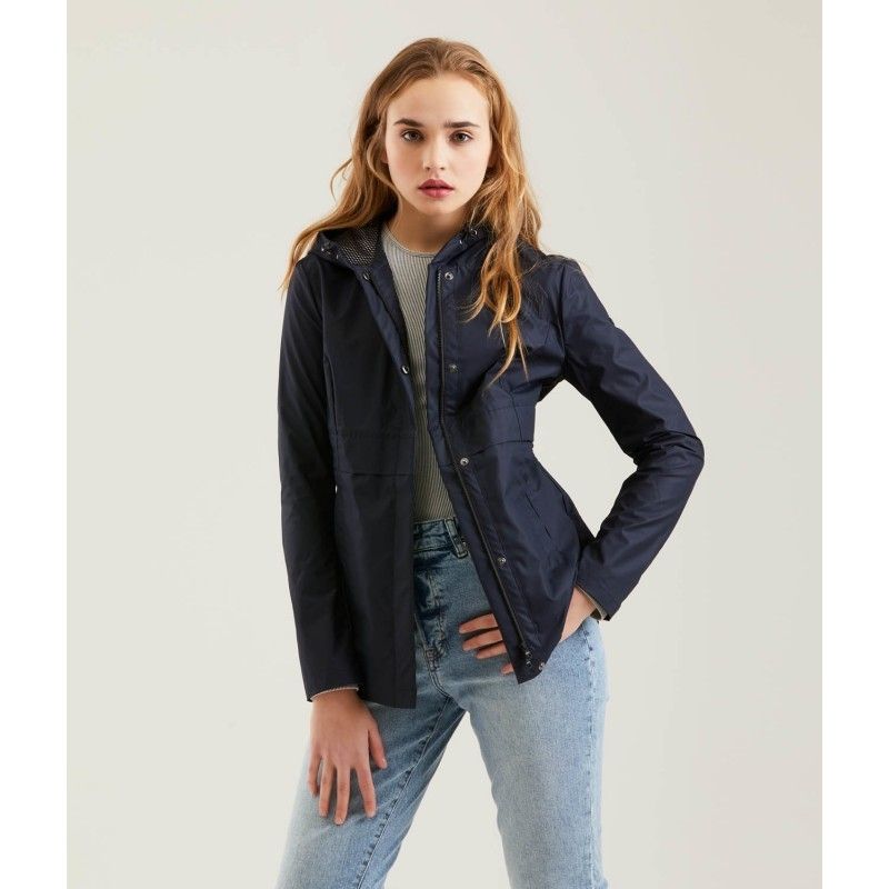 Refrigiwear Chic Blue Polyester Jacket with Zip and Button Detail