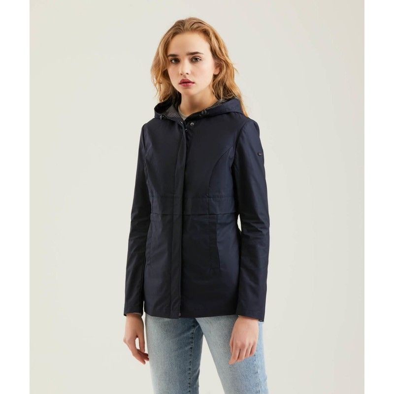 Refrigiwear Chic Blue Polyester Jacket with Zip and Button Detail