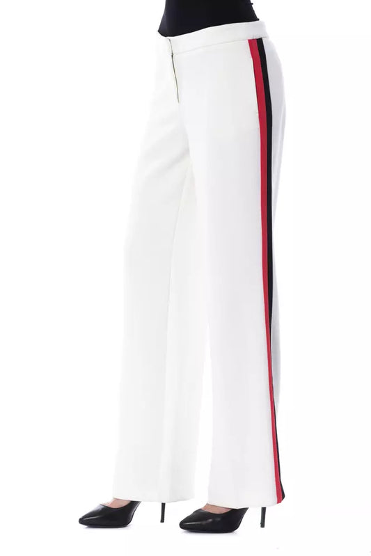 BYBLOS Elegant White Stripe-Detailed Trousers