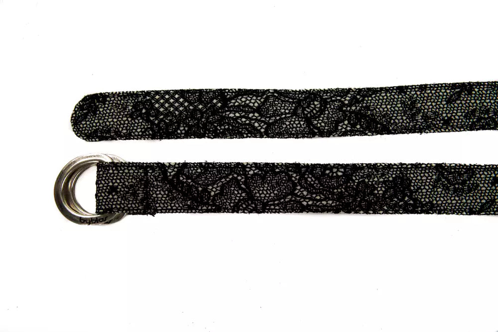 BYBLOS Elegant Black Textured Weave Leather Belt