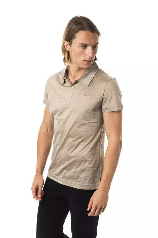 BYBLOS Elegant Striped Embroidered Polo Shirt