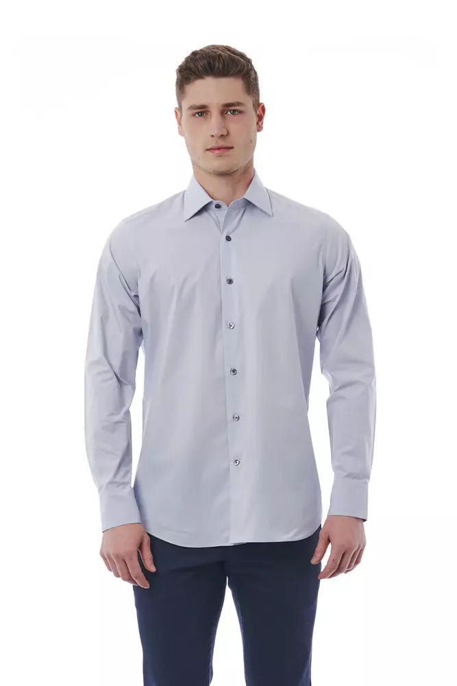 Bagutta Elegant Gray Italian Collar Shirt - Regular Fit