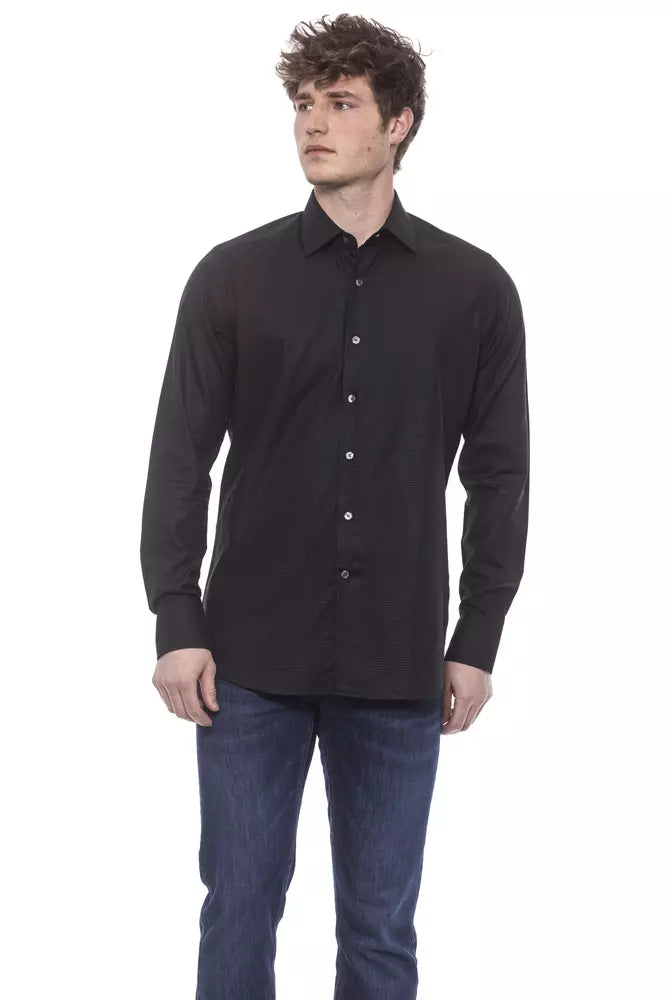 Bagutta Elegant Black Italian Collar Shirt - Regular Fit