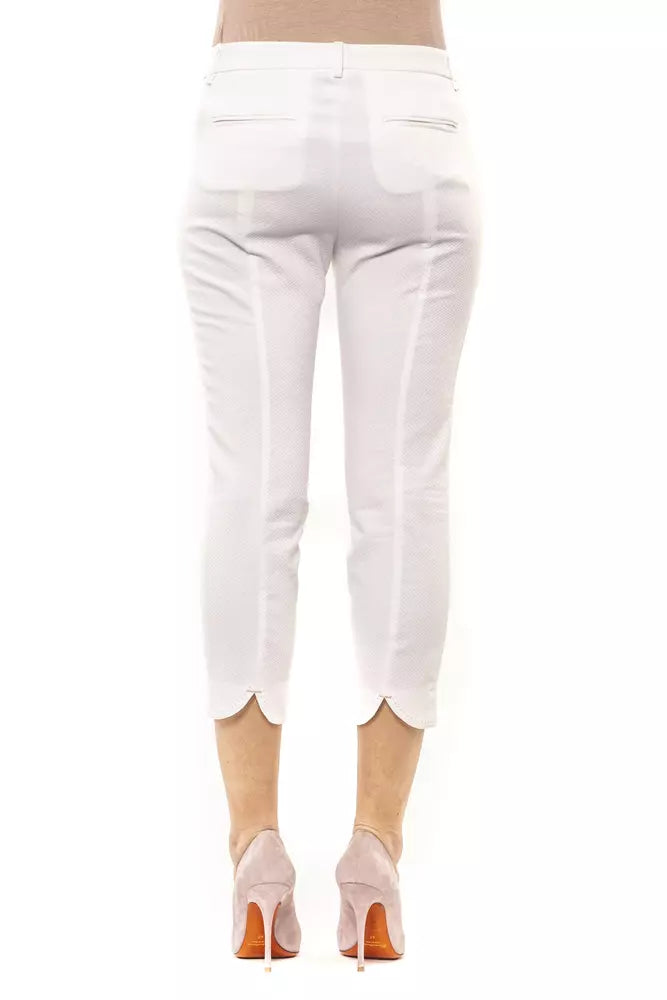 Peserico Chic High-Waist Ankle Pants in White