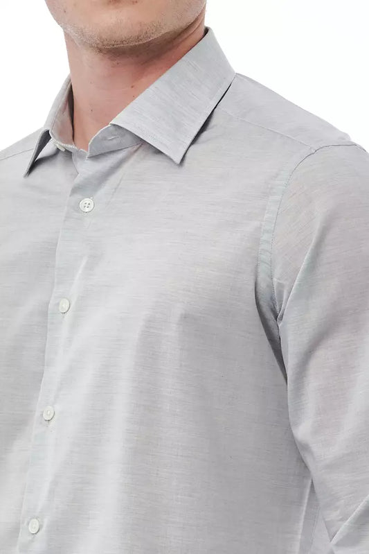 Bagutta Elegant Gray Regular Fit Italian Collar Shirt
