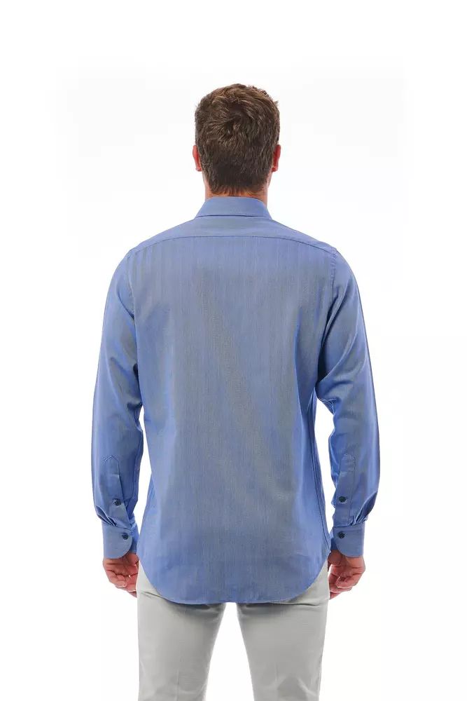 Bagutta Elegant Light Blue Regular Fit Italian Collar Shirt