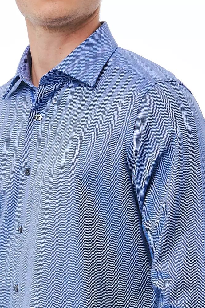 Bagutta Elegant Light Blue Regular Fit Italian Collar Shirt
