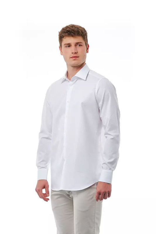 Bagutta Elegant White Italian Collar Cotton Shirt