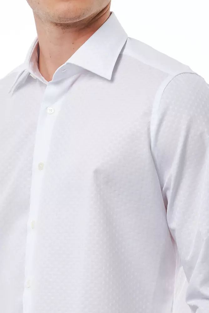 Bagutta Elegant White Italian Collar Cotton Shirt