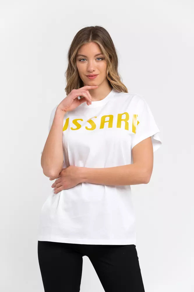 Trussardi Elegant Kimono Model Cotton Tee in White