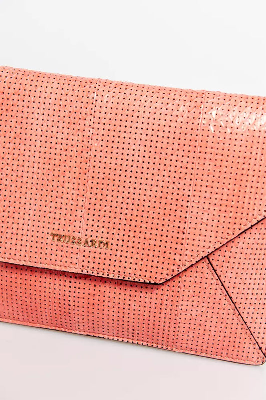 Trussardi Elegant Perforated Leather Envelope Clutch