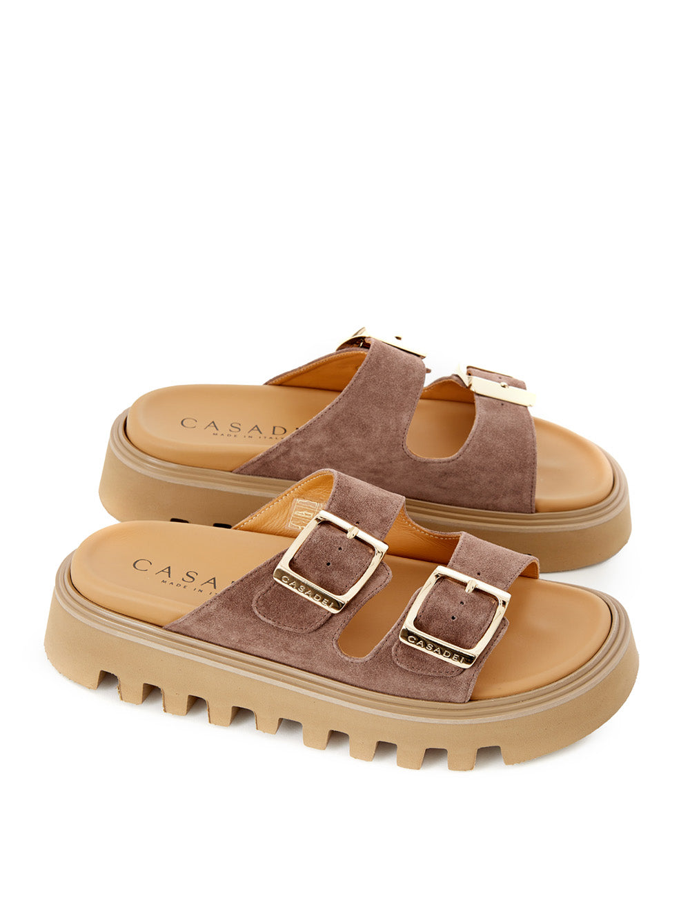 Casadei Elegant Brown Suede Sandal Slipper with Buckles