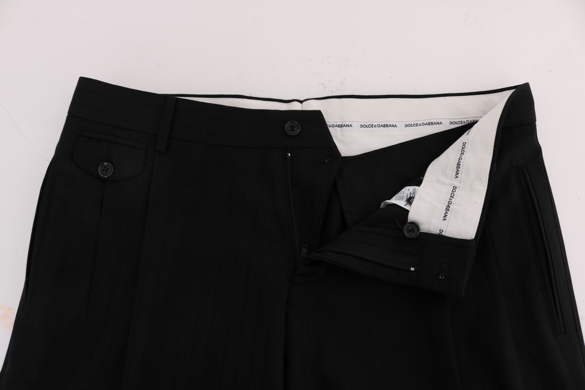 Dolce & Gabbana Black Striped Wool Stretch Pants