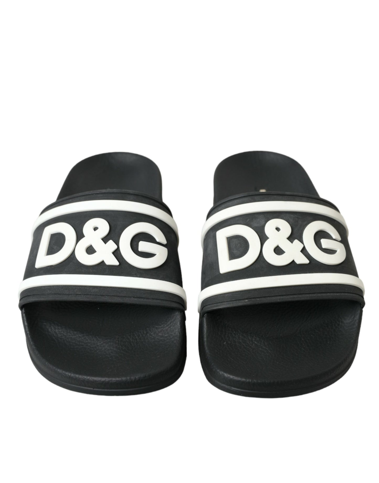 Dolce & Gabbana Black Rubber Beachwear Slippers Sandals Shoes