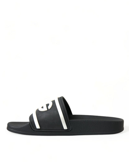 Dolce & Gabbana Black Rubber Beachwear Slippers Sandals Shoes