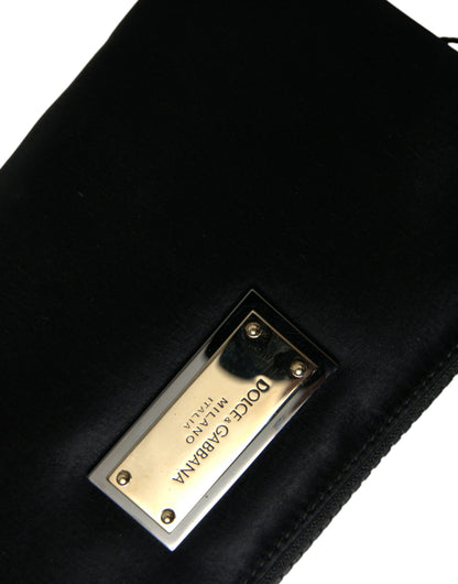 Dolce & Gabbana Black Nylon Logo Plaque Keyring Pouch Clutch Bag