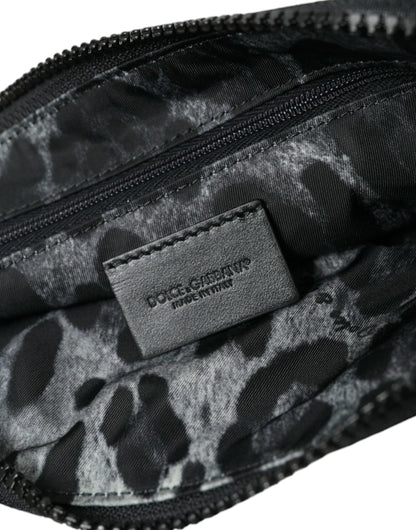 Dolce & Gabbana Black Nylon Logo Plaque Keyring Pouch Clutch Bag