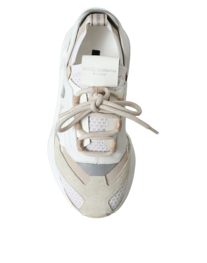 Dolce & Gabbana Beige White Daymaster Low Top Leather Sneakers Shoes