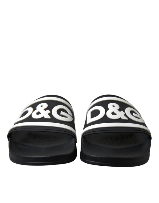 Dolce & Gabbana Black Rubber Sandals Slippers Beachwear Men Shoes