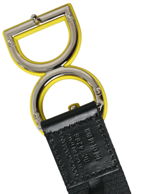 Dolce & Gabbana Yellow Nylon Logo Print Metal Buckle Belt