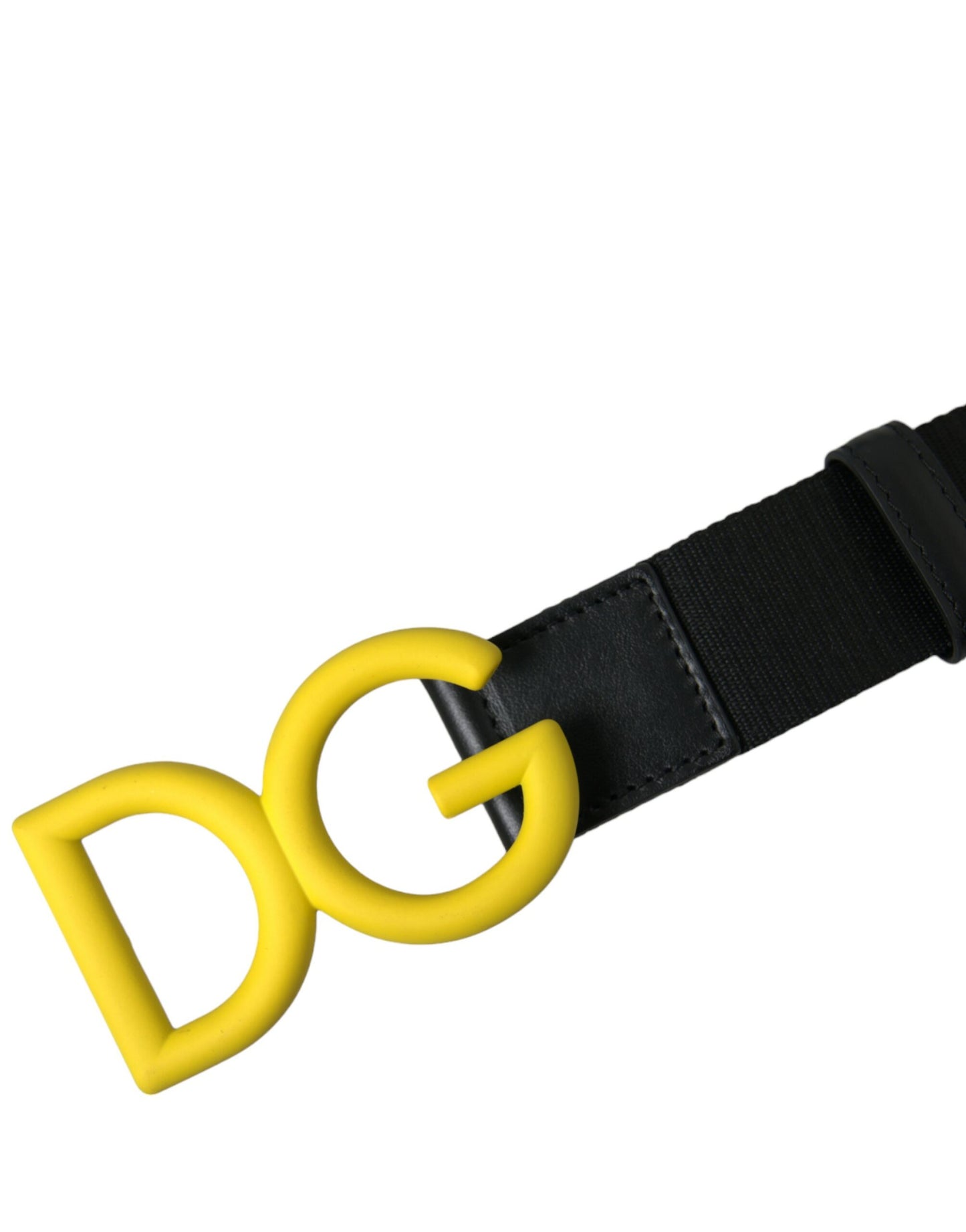 Dolce & Gabbana Yellow Nylon Logo Print Metal Buckle Belt