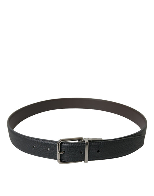 Dolce & Gabbana Black Leather Metal Buckle Men Belt