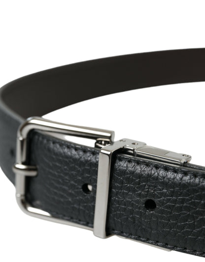 Dolce & Gabbana Black Leather Metal Buckle Men Belt