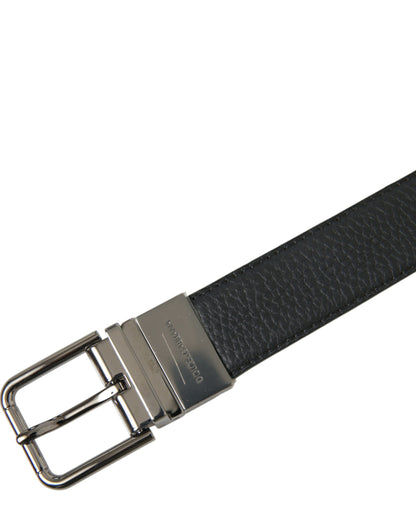 Dolce & Gabbana Black Leather Metal Buckle Men Belt